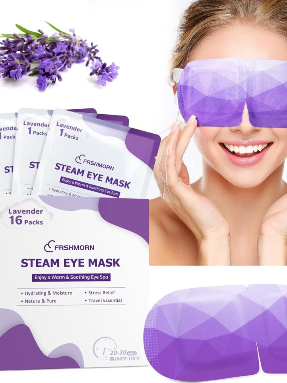 1 Pack Steam Lavender Eye Mask, Heated Eye Mask for Sleeping, Warm Compress